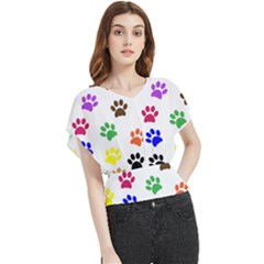 Pawprints Paw Prints Paw Animal Butterfly Chiffon Blouse