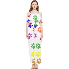 Pawprints Paw Prints Paw Animal Draped Sleeveless Chiffon Jumpsuit