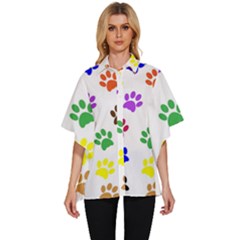 Pawprints Paw Prints Paw Animal Women s Batwing Button Up Shirt