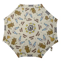 Happy Cats Pattern Background Hook Handle Umbrellas (small)
