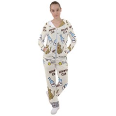 Happy Cats Pattern Background Women s Tracksuit