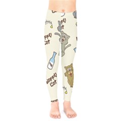 Happy Cats Pattern Background Kids  Leggings