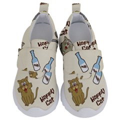 Happy Cats Pattern Background Kids  Velcro No Lace Shoes