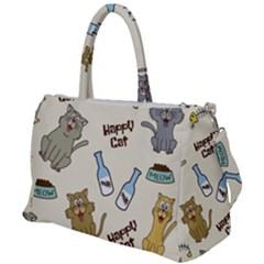 Happy Cats Pattern Background Duffel Travel Bag