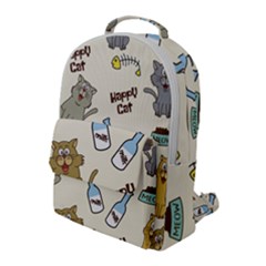 Happy Cats Pattern Background Flap Pocket Backpack (Large)