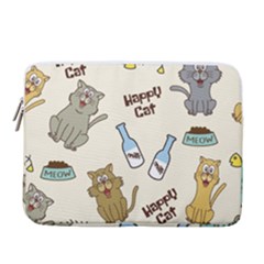 Happy Cats Pattern Background 14  Vertical Laptop Sleeve Case With Pocket