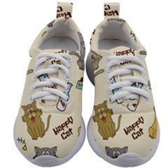 Happy Cats Pattern Background Kids Athletic Shoes