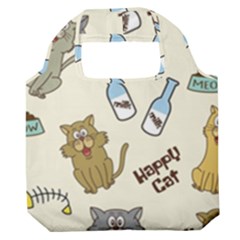 Happy Cats Pattern Background Premium Foldable Grocery Recycle Bag