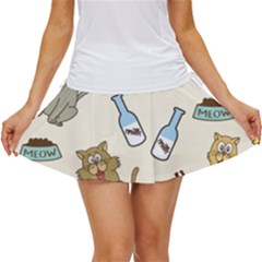 Happy Cats Pattern Background Women s Skort