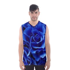 Blue Roses Flowers Plant Romance Blossom Bloom Nature Flora Petals Men s Basketball Tank Top by Proyonanggan