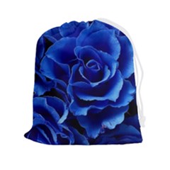 Blue Roses Flowers Plant Romance Blossom Bloom Nature Flora Petals Drawstring Pouch (2xl)