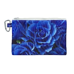 Blue Roses Flowers Plant Romance Blossom Bloom Nature Flora Petals Canvas Cosmetic Bag (large) by Proyonanggan