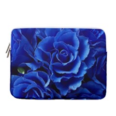 Blue Roses Flowers Plant Romance Blossom Bloom Nature Flora Petals 14  Vertical Laptop Sleeve Case With Pocket