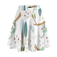 Pattern Sloth Woodland High Waist Skirt