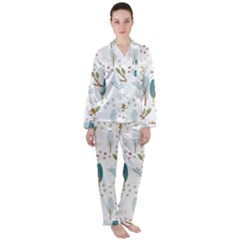 Pattern Sloth Woodland Women s Long Sleeve Satin Pajamas Set	