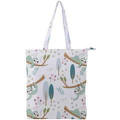 Pattern Sloth Woodland Double Zip Up Tote Bag