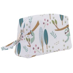 Pattern Sloth Woodland Wristlet Pouch Bag (large)