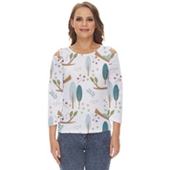 Pattern Sloth Woodland Cut Out Wide Sleeve Top