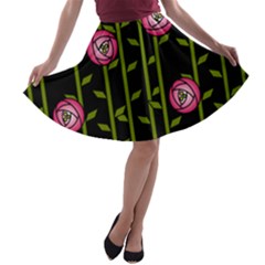 Abstract Rose Garden A-line Skater Skirt