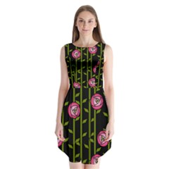 Abstract Rose Garden Sleeveless Chiffon Dress  