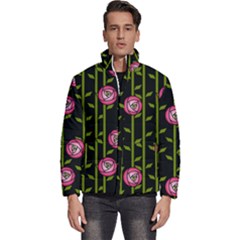Abstract Rose Garden Men s Puffer Bubble Jacket Coat