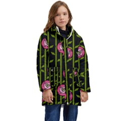 Abstract Rose Garden Kids  Hooded Longline Puffer Jacket