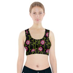 Abstract Rose Garden Sports Bra With Pocket