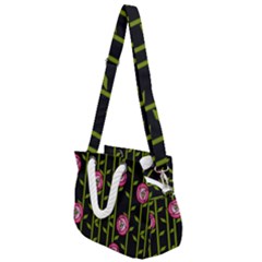 Abstract Rose Garden Rope Handles Shoulder Strap Bag