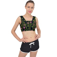 Abstract Rose Garden V-back Sports Bra