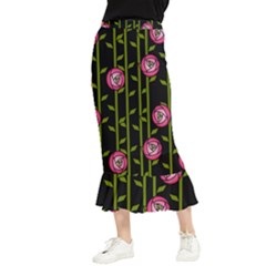 Abstract Rose Garden Maxi Fishtail Chiffon Skirt