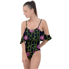 Abstract Rose Garden Drape Piece Swimsuit