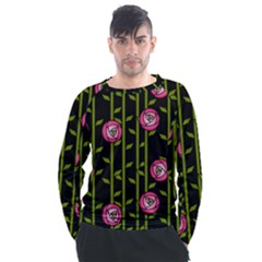 Abstract Rose Garden Men s Long Sleeve Raglan T-shirt