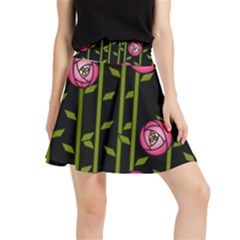 Abstract Rose Garden Waistband Skirt