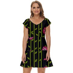 Abstract Rose Garden Short Sleeve Tiered Mini Dress