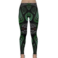 Fractal Green Black 3d Art Floral Pattern Classic Yoga Leggings