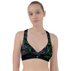 Fractal Green Black 3d Art Floral Pattern Sweetheart Sports Bra