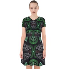 Fractal Green Black 3d Art Floral Pattern Adorable In Chiffon Dress