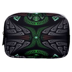 Fractal Green Black 3d Art Floral Pattern Make Up Pouch (small)