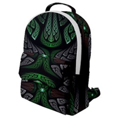 Fractal Green Black 3d Art Floral Pattern Flap Pocket Backpack (small)