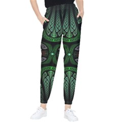 Fractal Green Black 3d Art Floral Pattern Women s Tapered Pants