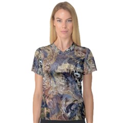 Abstract Wings V-neck Sport Mesh T-shirt