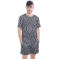 Black And White Pattern 1 Men s Mesh T-shirt And Shorts Set