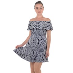 Black And White Pattern 1 Off Shoulder Velour Dress