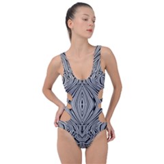 Black And White Pattern 1 Side Cut Out Swimsuit