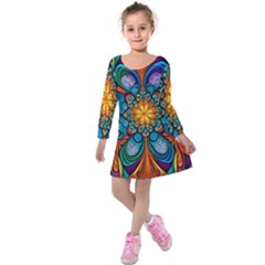 Pattern 2 Kids  Long Sleeve Velvet Dress