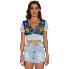 Pattern 2a Pattern 2 V-neck Crop Top by 2607694