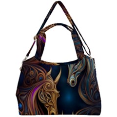 Pattern With Horses Double Compartment Shoulder Bag