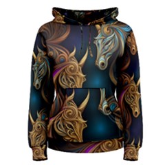 Pattern With Horses Women s Pullover Hoodie