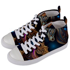 Pattern With Horses Women s Mid-top Canvas Sneakers