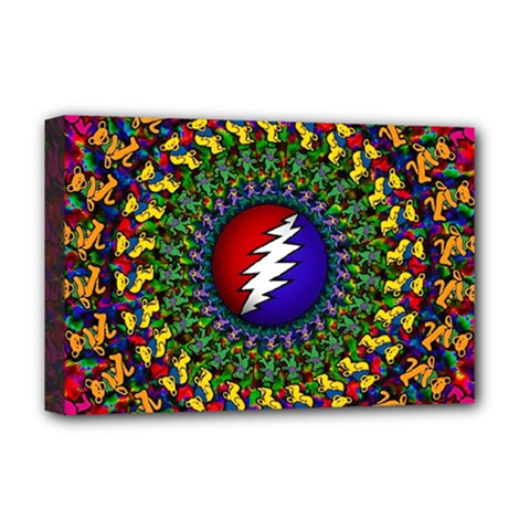 Grateful Dead Bear Pattern Deluxe Canvas 18  X 12  (stretched)